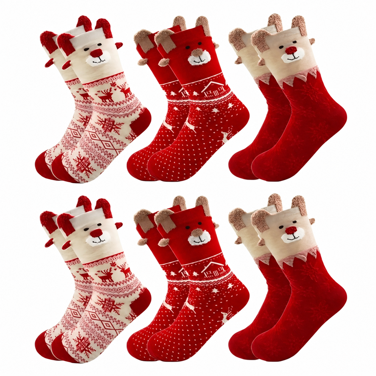 Casual Calf Christmas Pattern Crew Socks For Women
