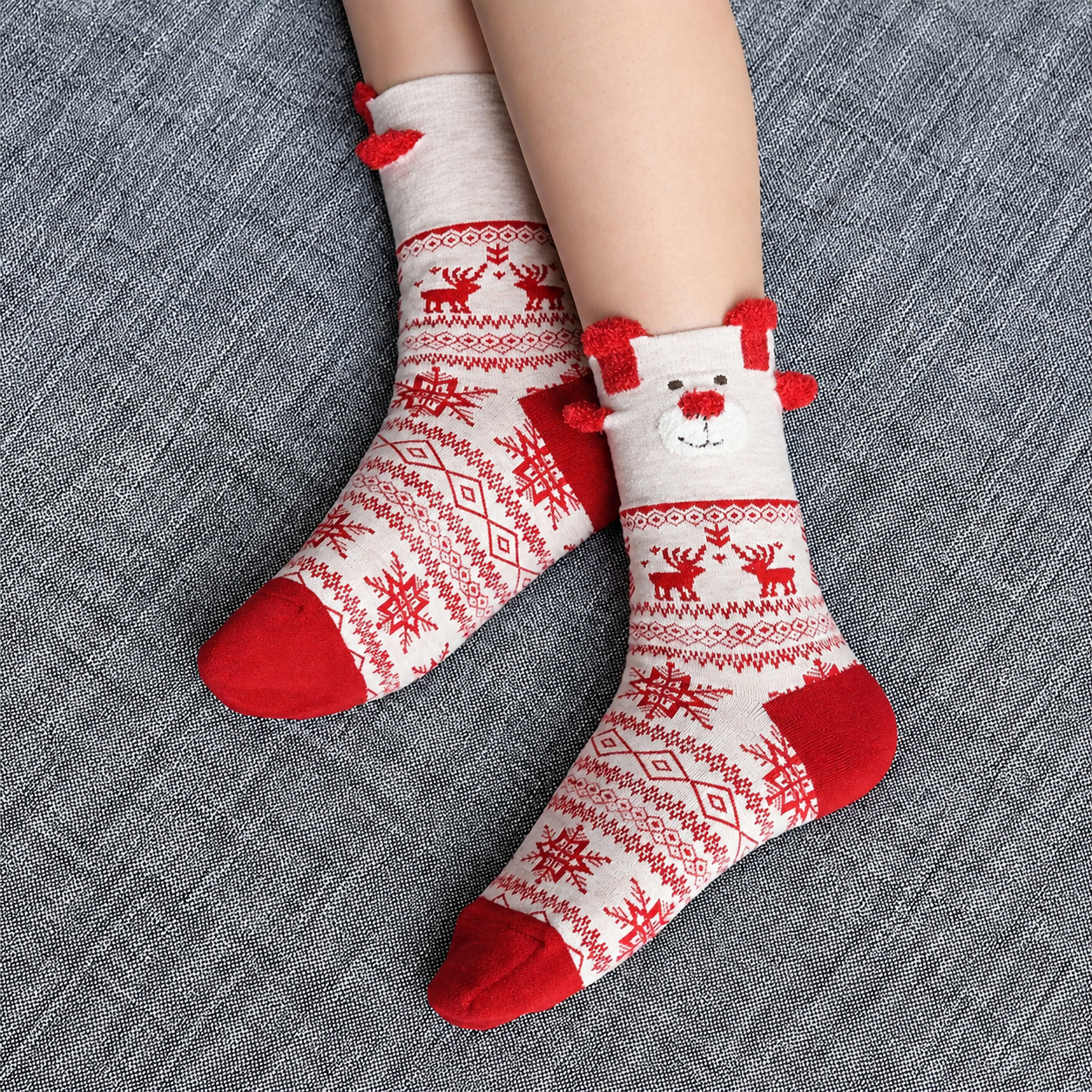 Casual Calf Christmas Pattern Crew Socks For Women