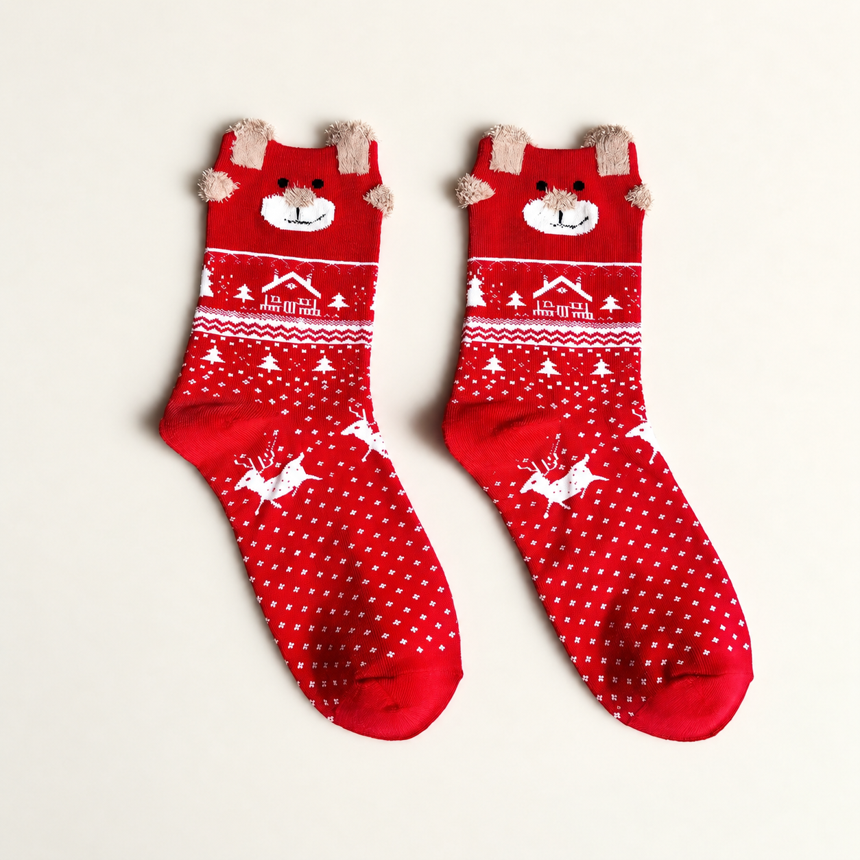 Casual Calf Christmas Pattern Crew Socks For Women