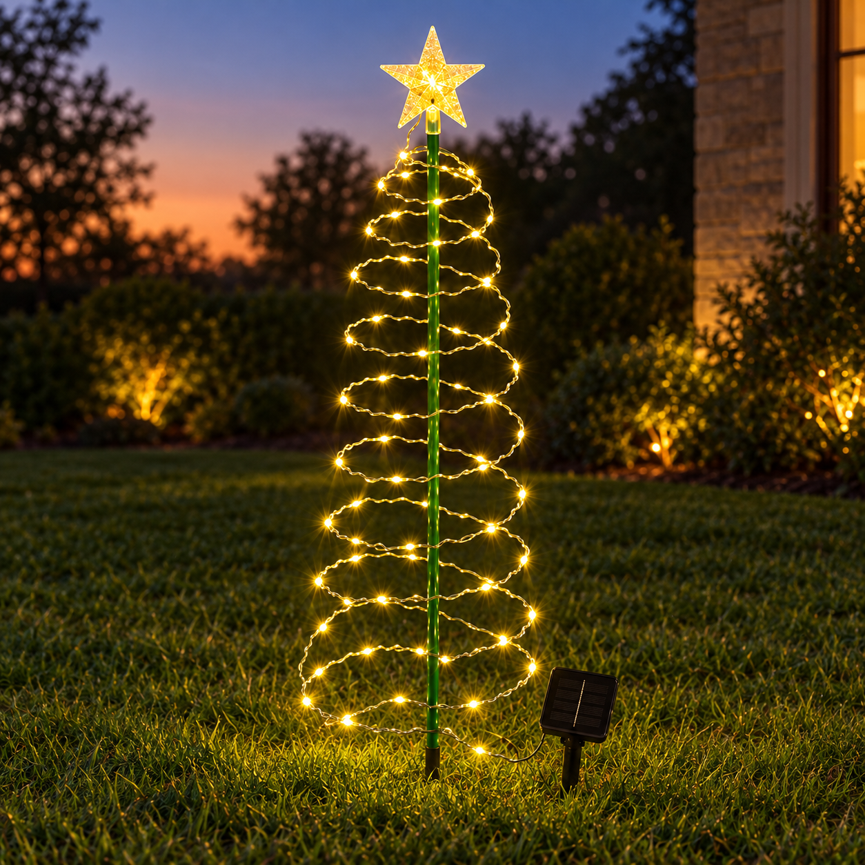 Solar Powered Iron Christmas Tree Lights For Outdoor Garden Decor