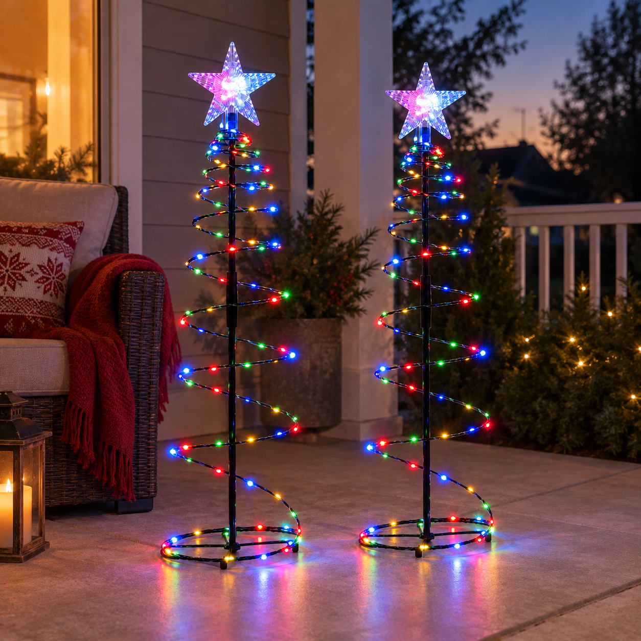 Solar Powered Iron Christmas Tree Lights For Outdoor Garden Decor