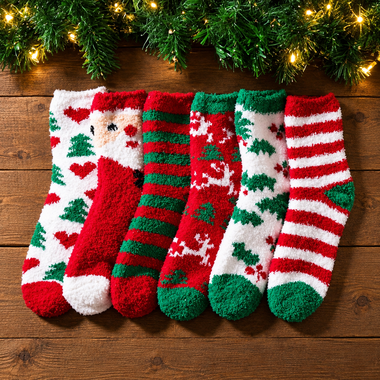 Casual Calf Christmas Pattern Crew Socks For Women