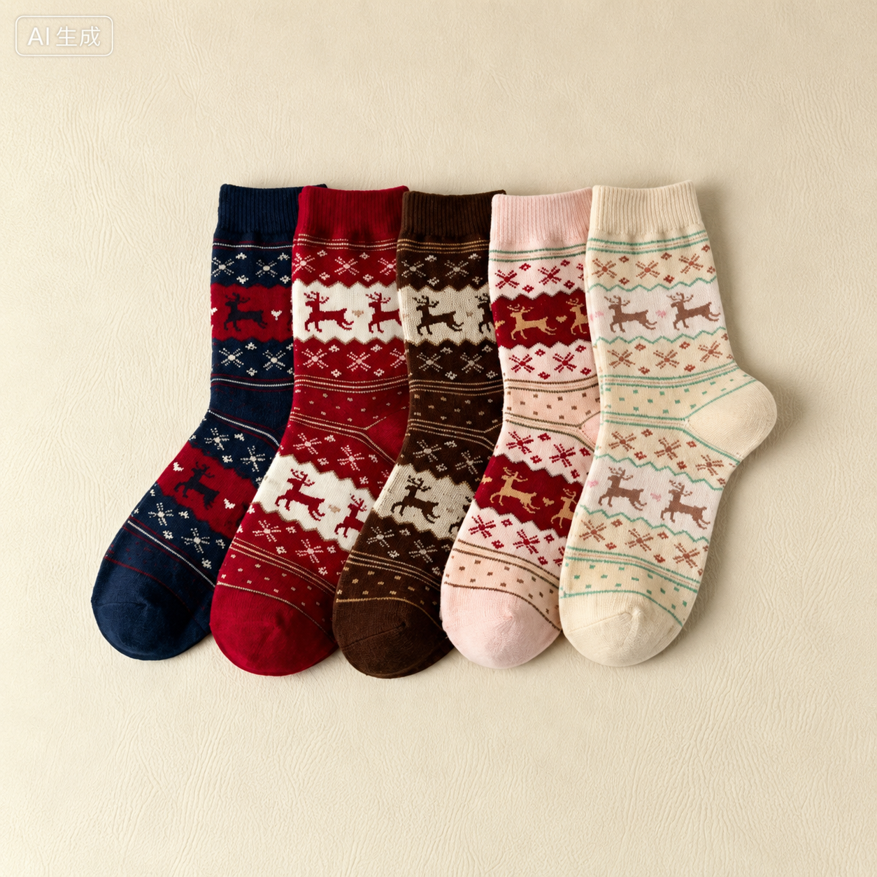 Casual Calf Christmas Pattern Crew Socks For Women