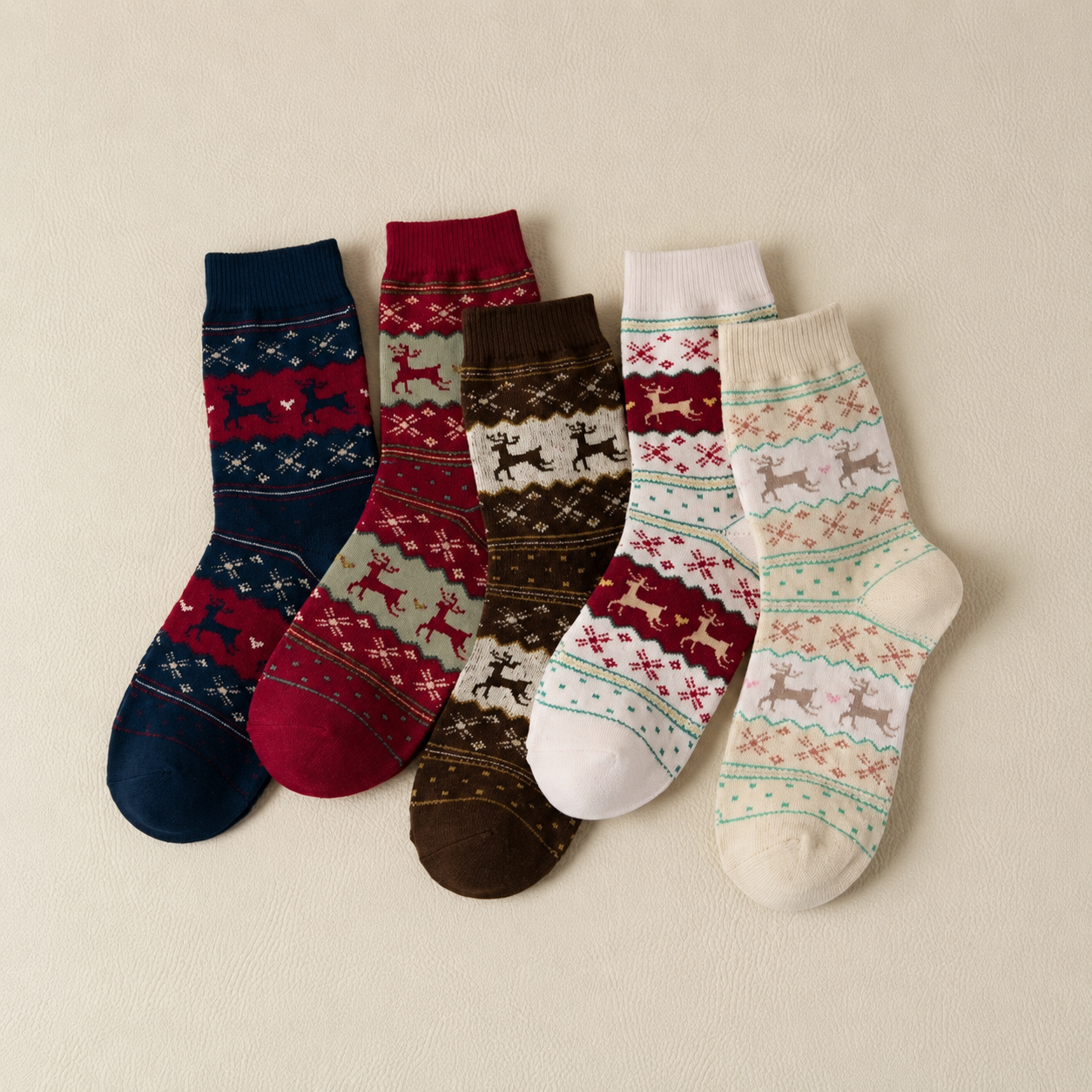 Casual Calf Christmas Pattern Crew Socks For Women