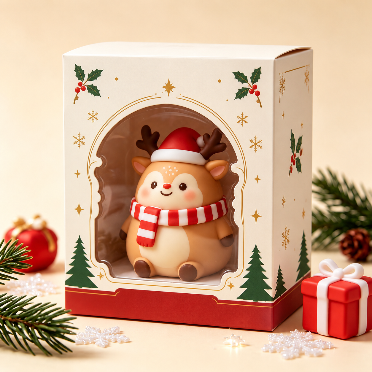 One Piece Christmas Maltose Squishy Toy With Santa And Reindeer