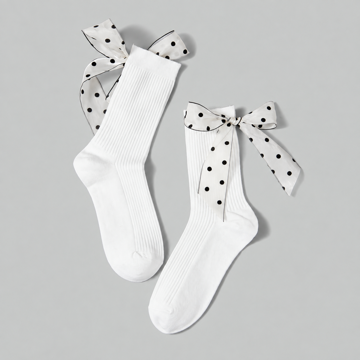 Bow Decor Mid Calf Crew Socks For Women