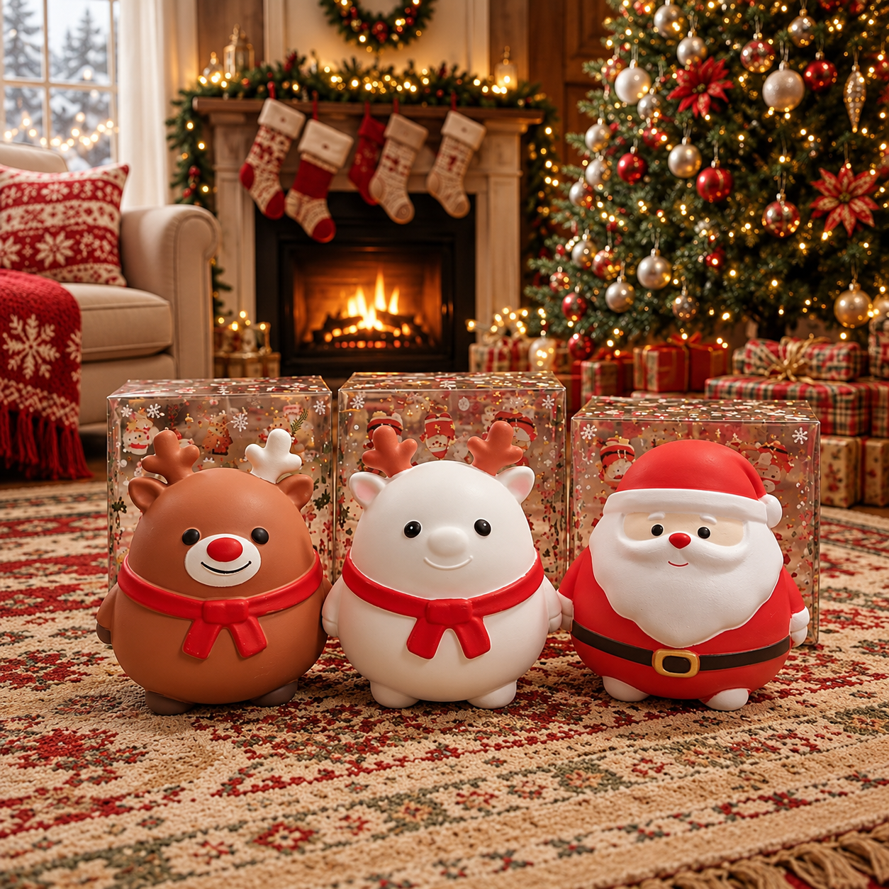 One Piece Large Santa Reindeer Squishy Toy With Box For Christmas
