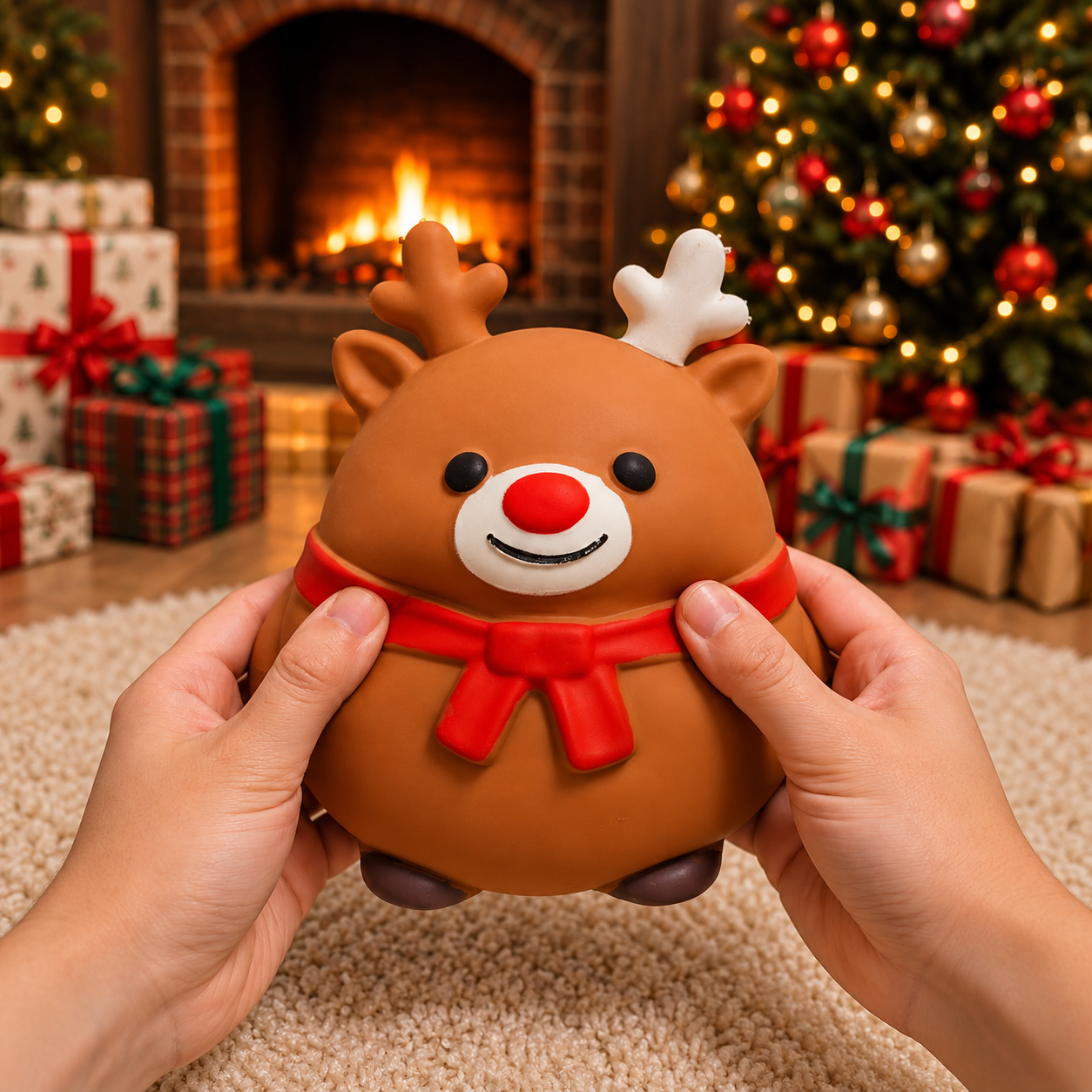 One Piece Large Santa Reindeer Squishy Toy With Box For Christmas