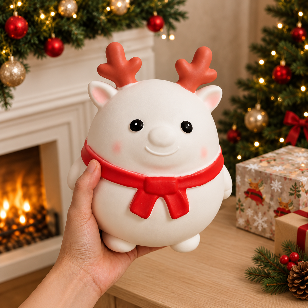 One Piece Large Santa Reindeer Squishy Toy With Box For Christmas