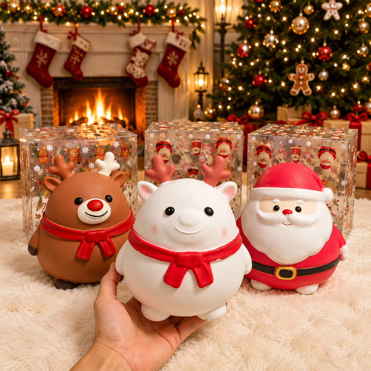 One Piece Large Santa Reindeer Squishy Toy With Box For Christmas