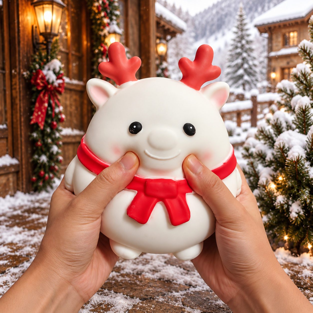 One Piece Large Santa Reindeer Squishy Toy With Box For Christmas