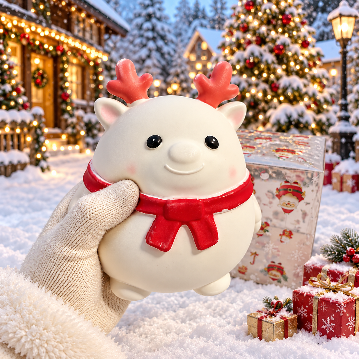 One Piece Large Santa Reindeer Squishy Toy With Box For Christmas