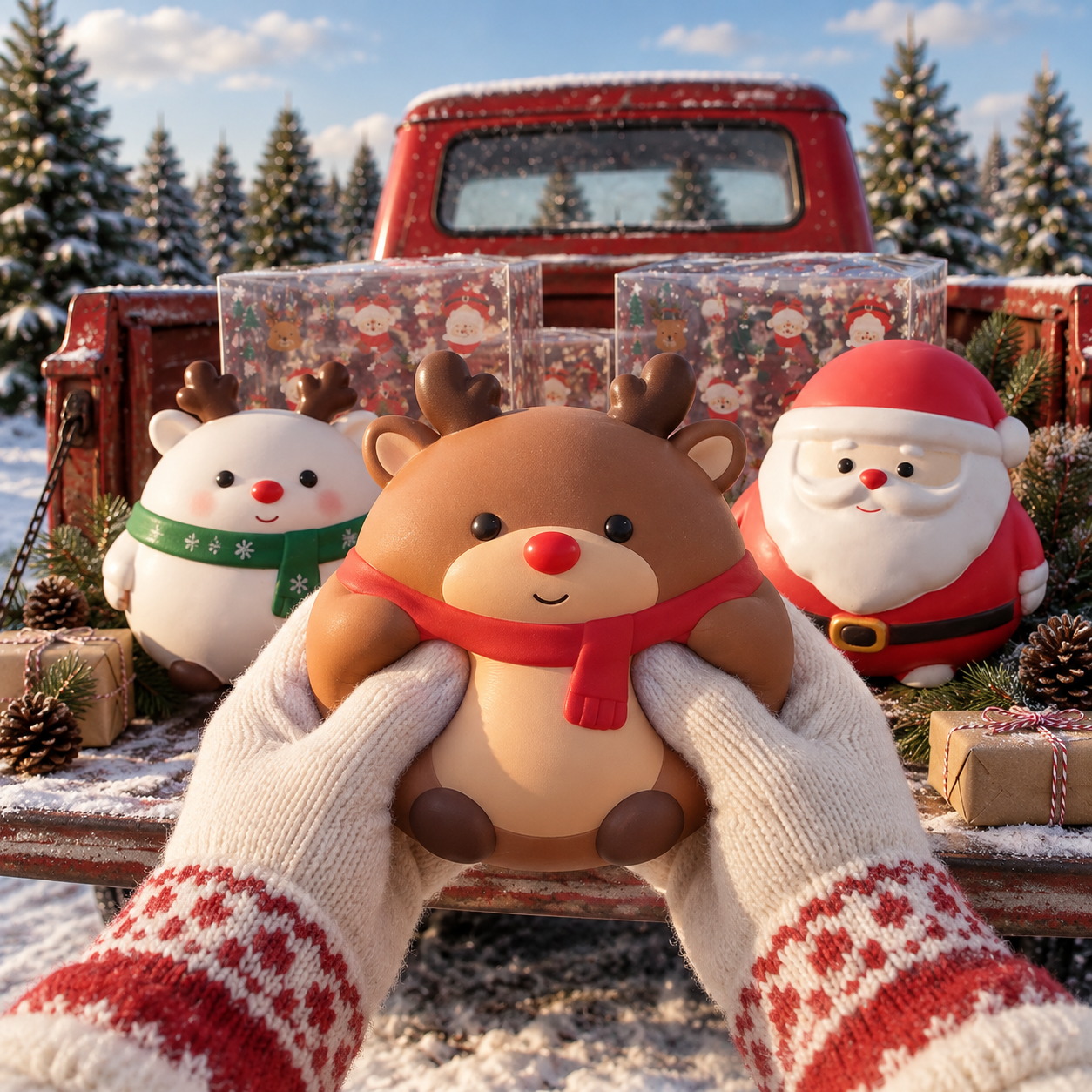 One Piece Large Santa Reindeer Squishy Toy With Box For Christmas