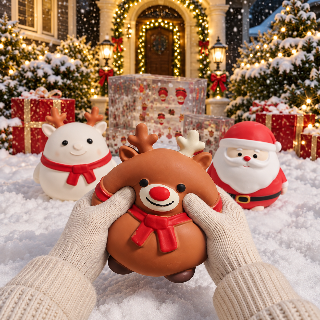 One Piece Large Santa Reindeer Squishy Toy With Box For Christmas