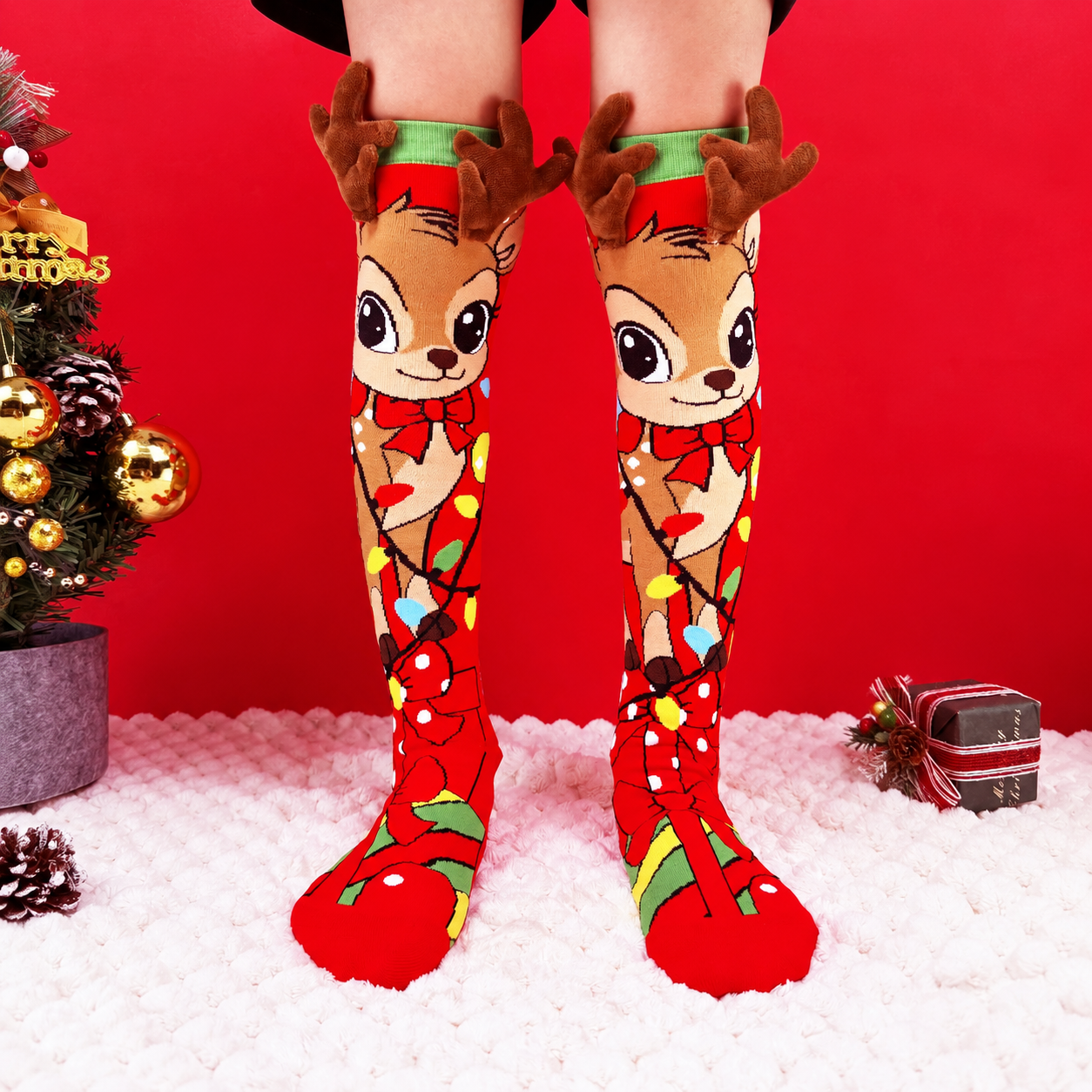 Christmas Pattern Knee High Socks For Kids