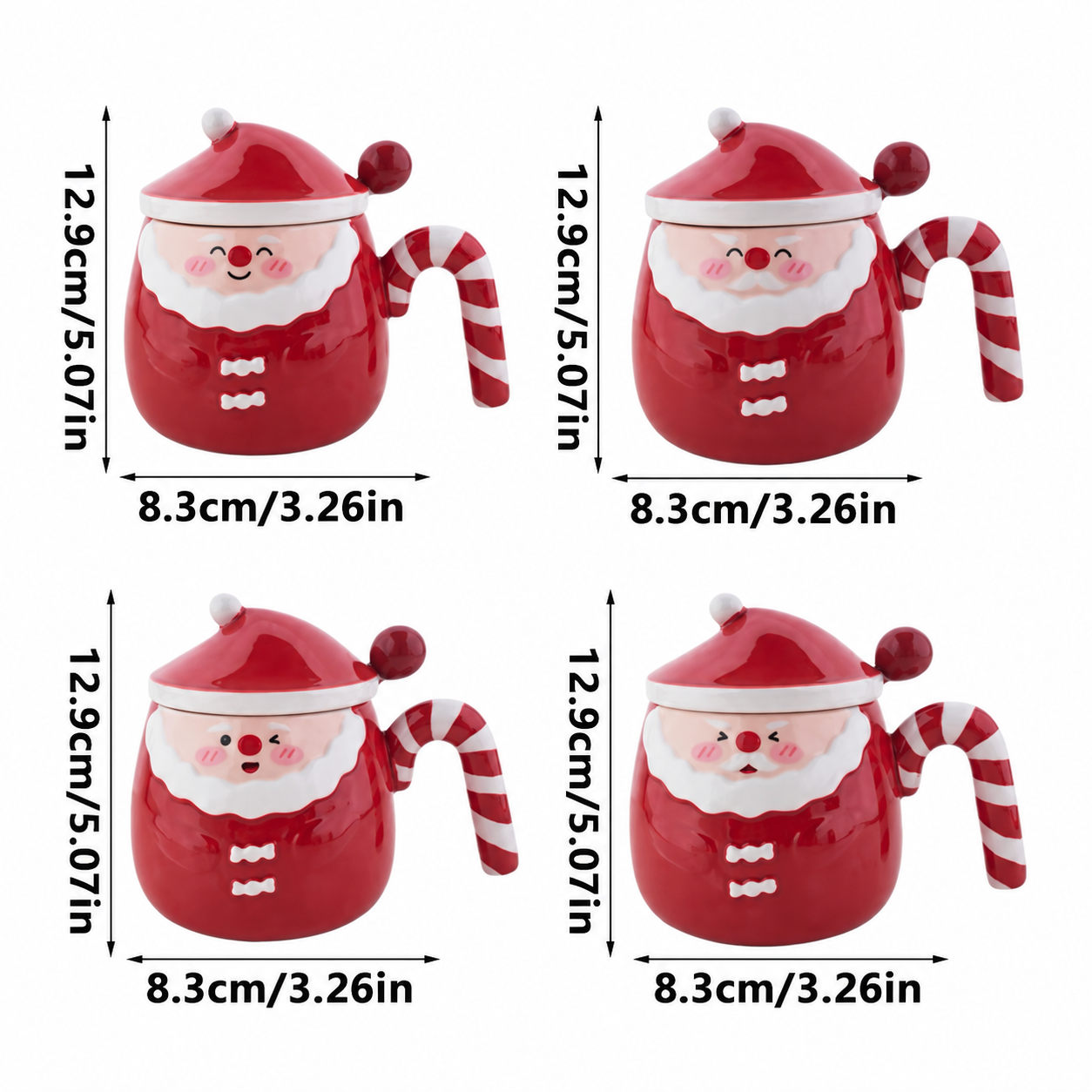 Santa Claus Themed Christmas Ceramic Coffee Mug With Lid And Handle