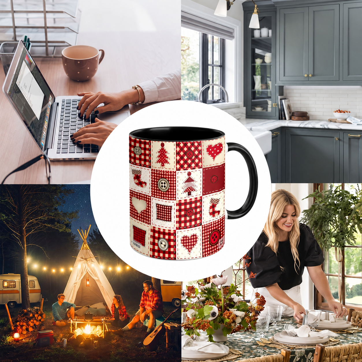 11 Oz Christmas Plaid Ceramic Mug
