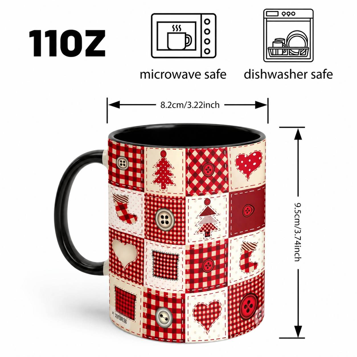 11 Oz Christmas Plaid Ceramic Mug