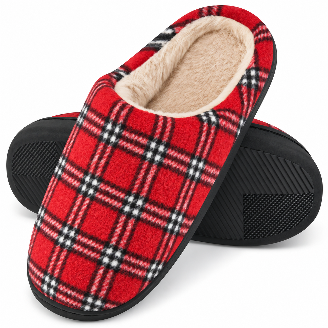 Winter Fuzzy Fur Lined Memory Foam Indoor Outdoor Slippers