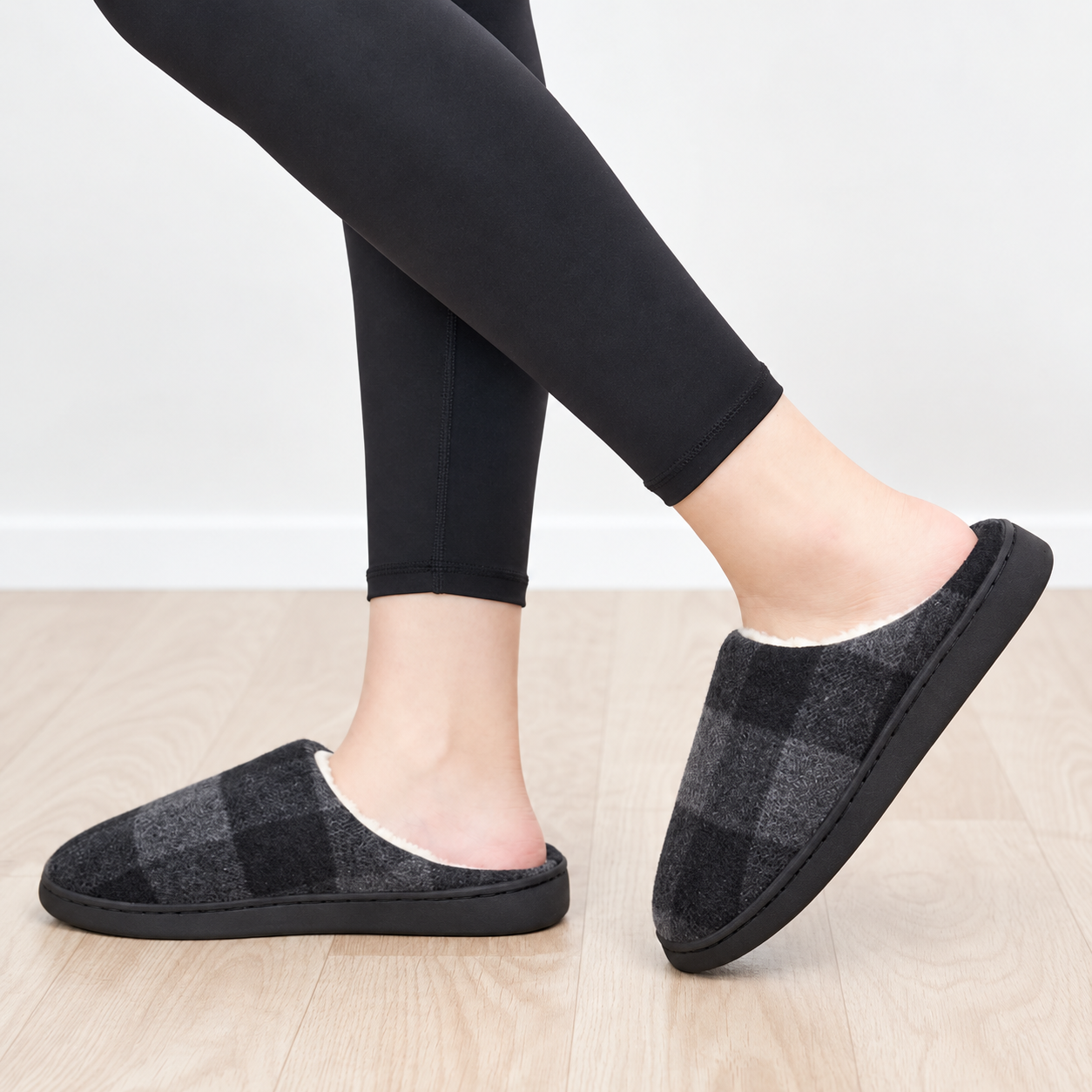 Winter Fuzzy Fur Lined Memory Foam Indoor Outdoor Slippers