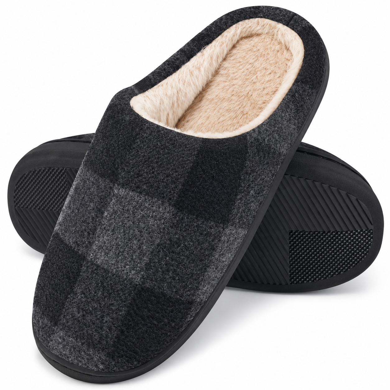 Winter Fuzzy Fur Lined Memory Foam Indoor Outdoor Slippers