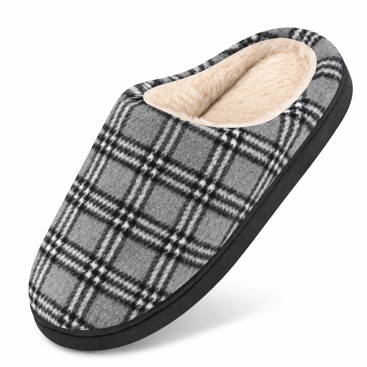 Winter Fuzzy Fur Lined Memory Foam Indoor Outdoor Slippers
