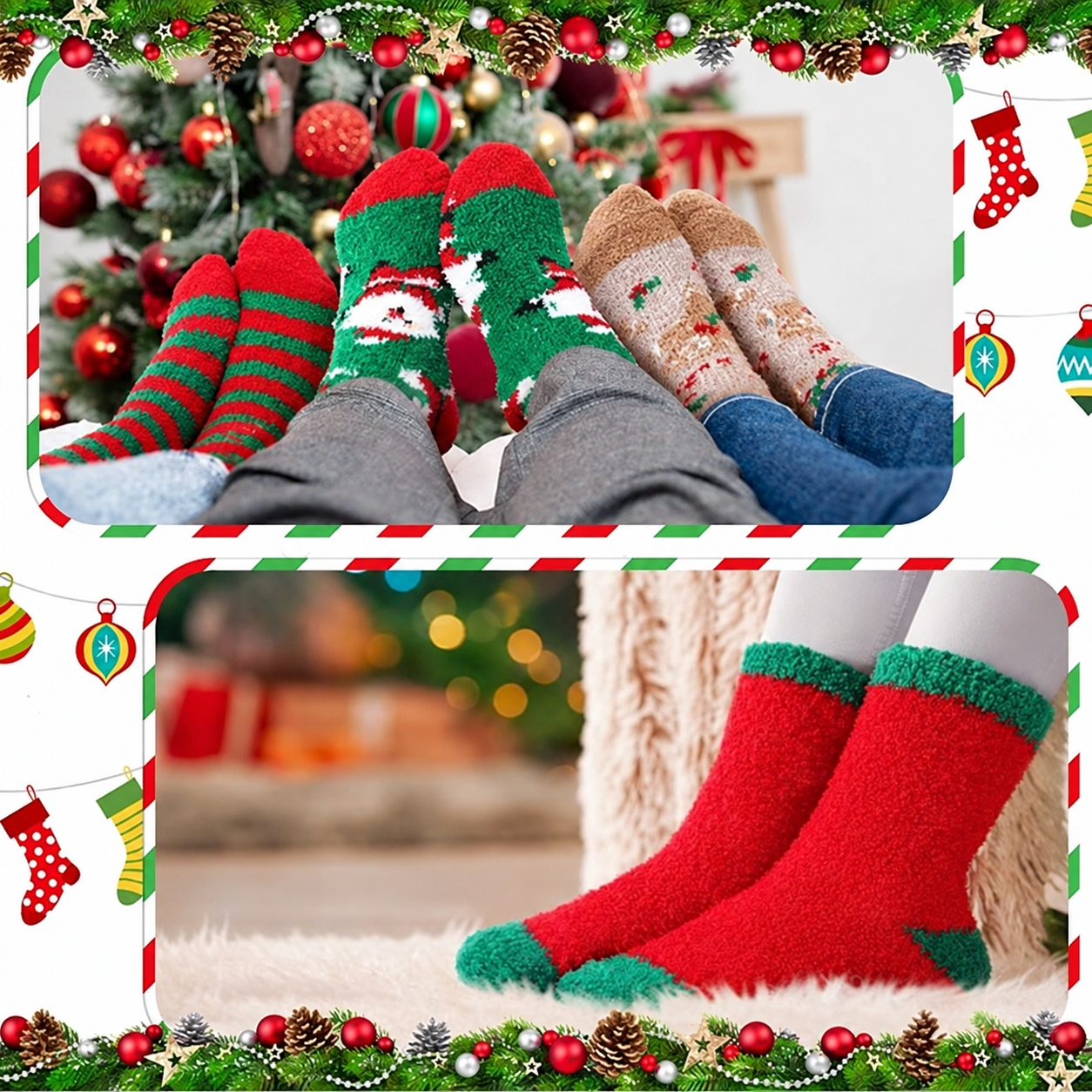 Unisex Vintage Casual Classic Christmas Holiday Winter Socks