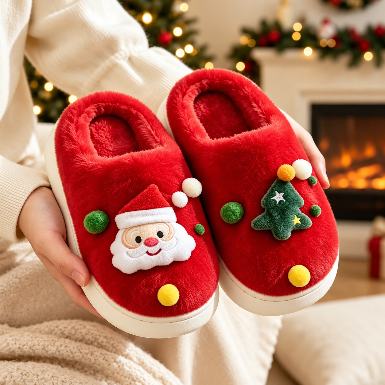 Christmas Thermal Lined Non Slip Warm House Slippers