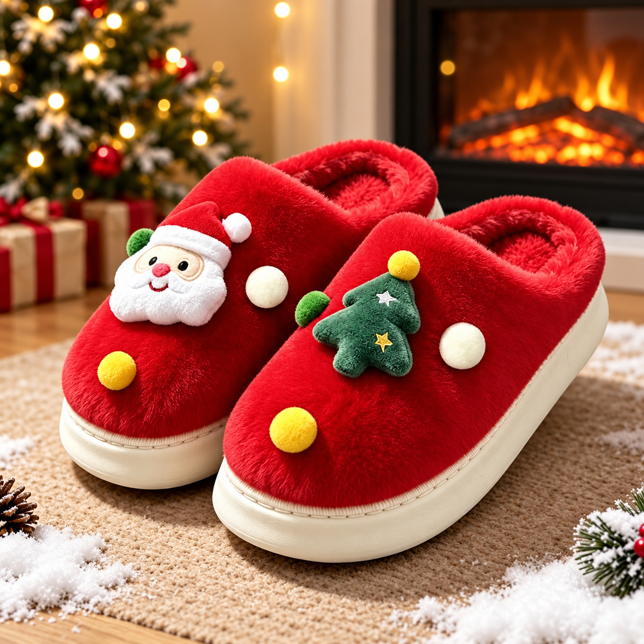 Christmas Thermal Lined Non Slip Warm House Slippers