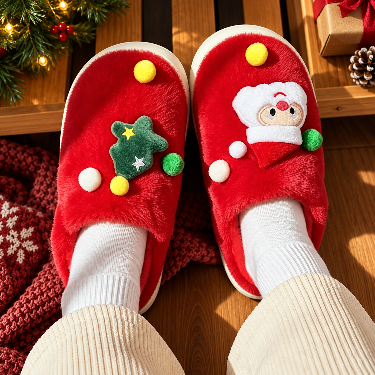 Christmas Thermal Lined Non Slip Warm House Slippers