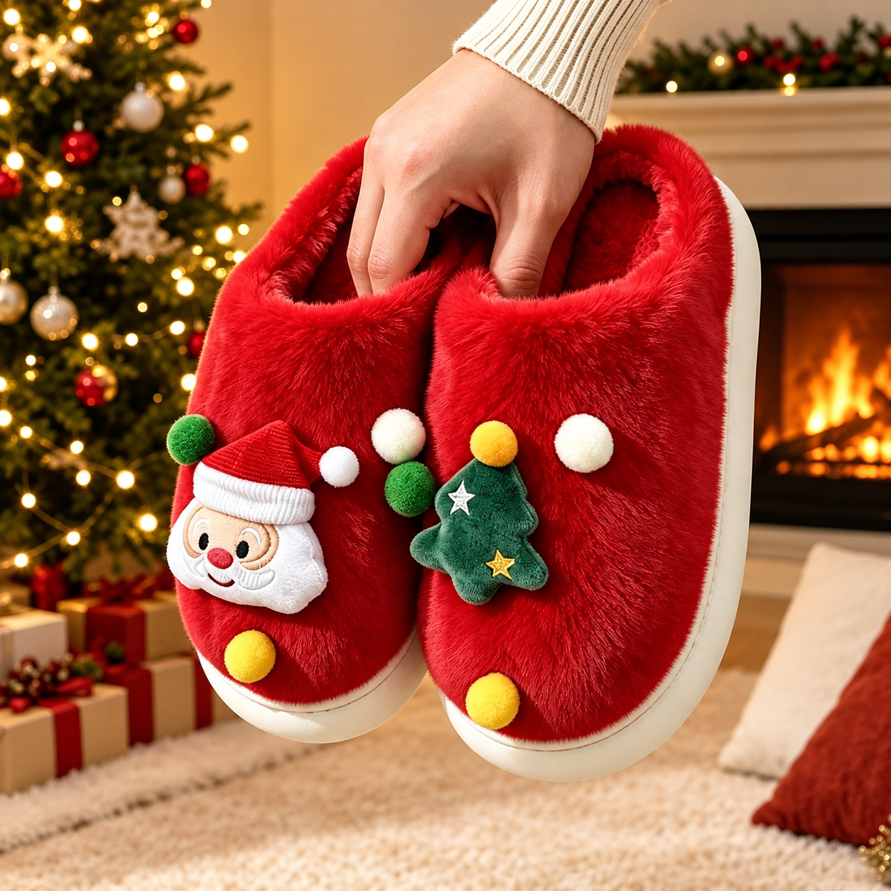 Christmas Thermal Lined Non Slip Warm House Slippers
