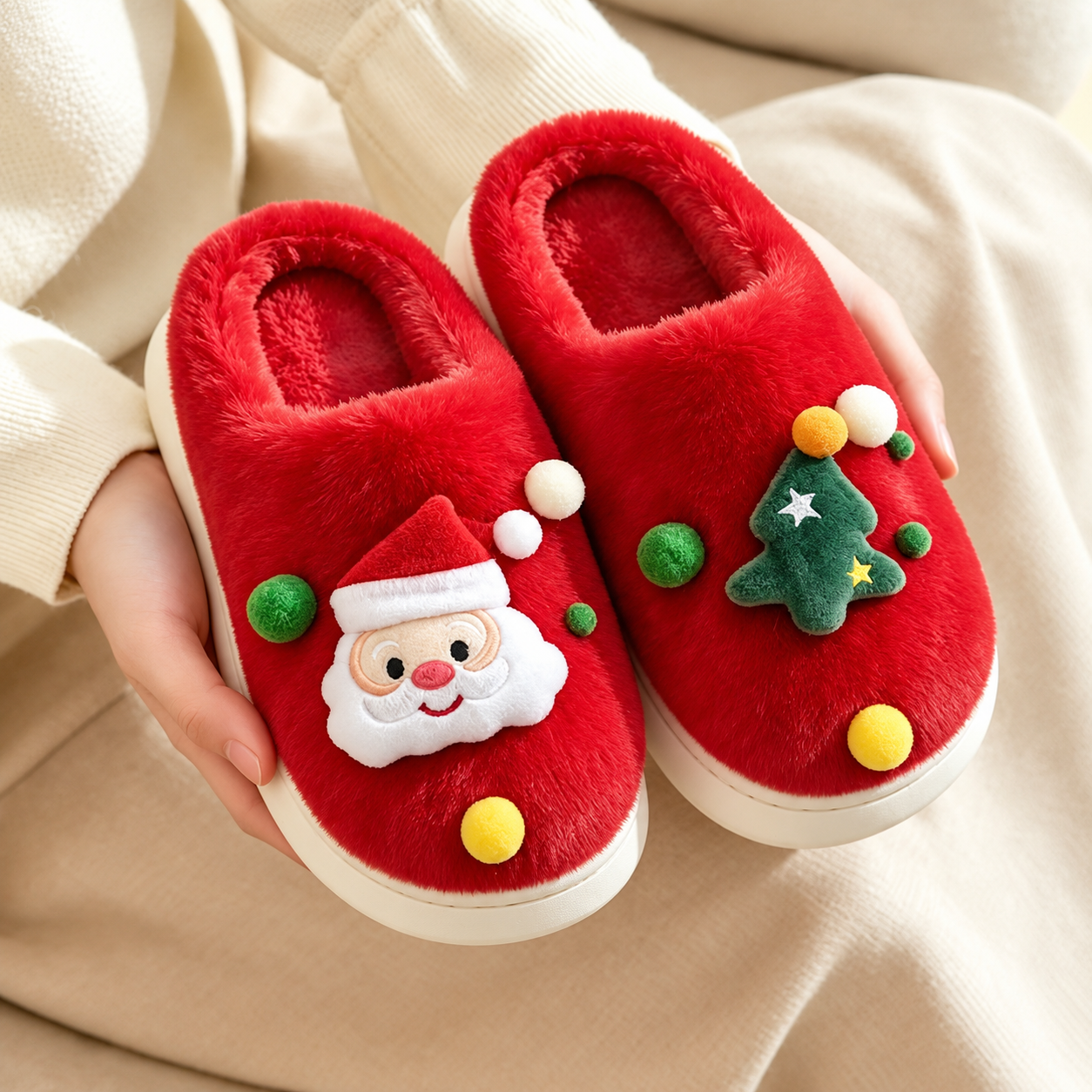 Christmas Thermal Lined Non Slip Warm House Slippers