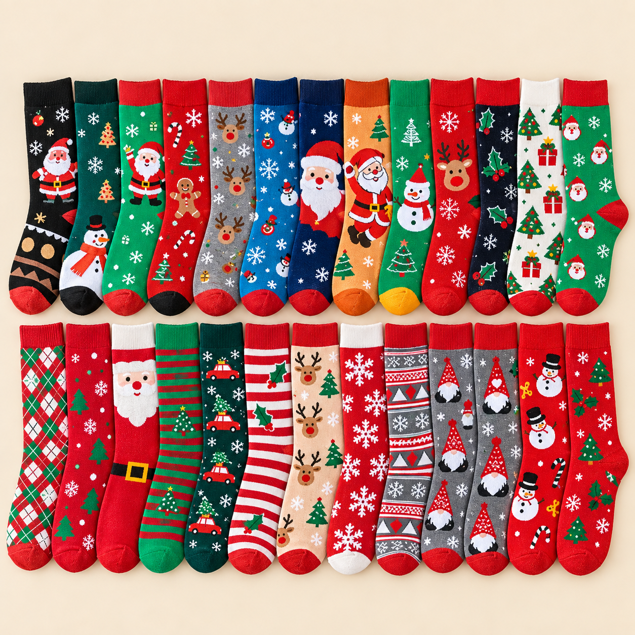Christmas Pattern Unisex Mid Calf Crew Socks