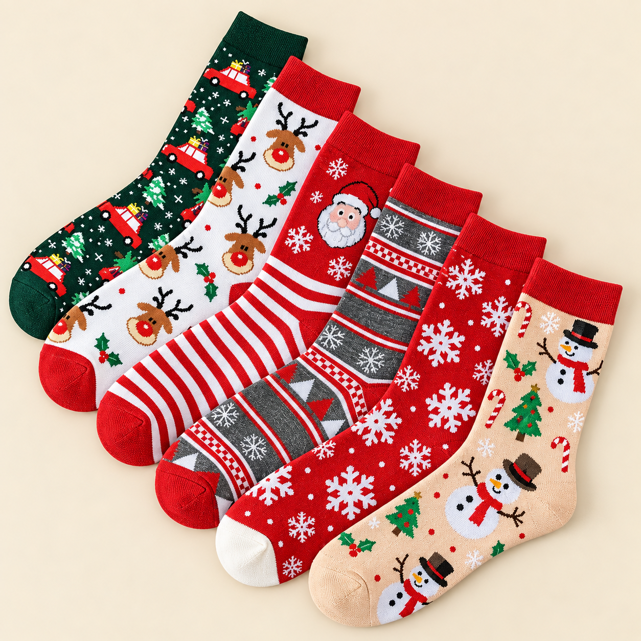 Christmas Pattern Unisex Mid Calf Crew Socks