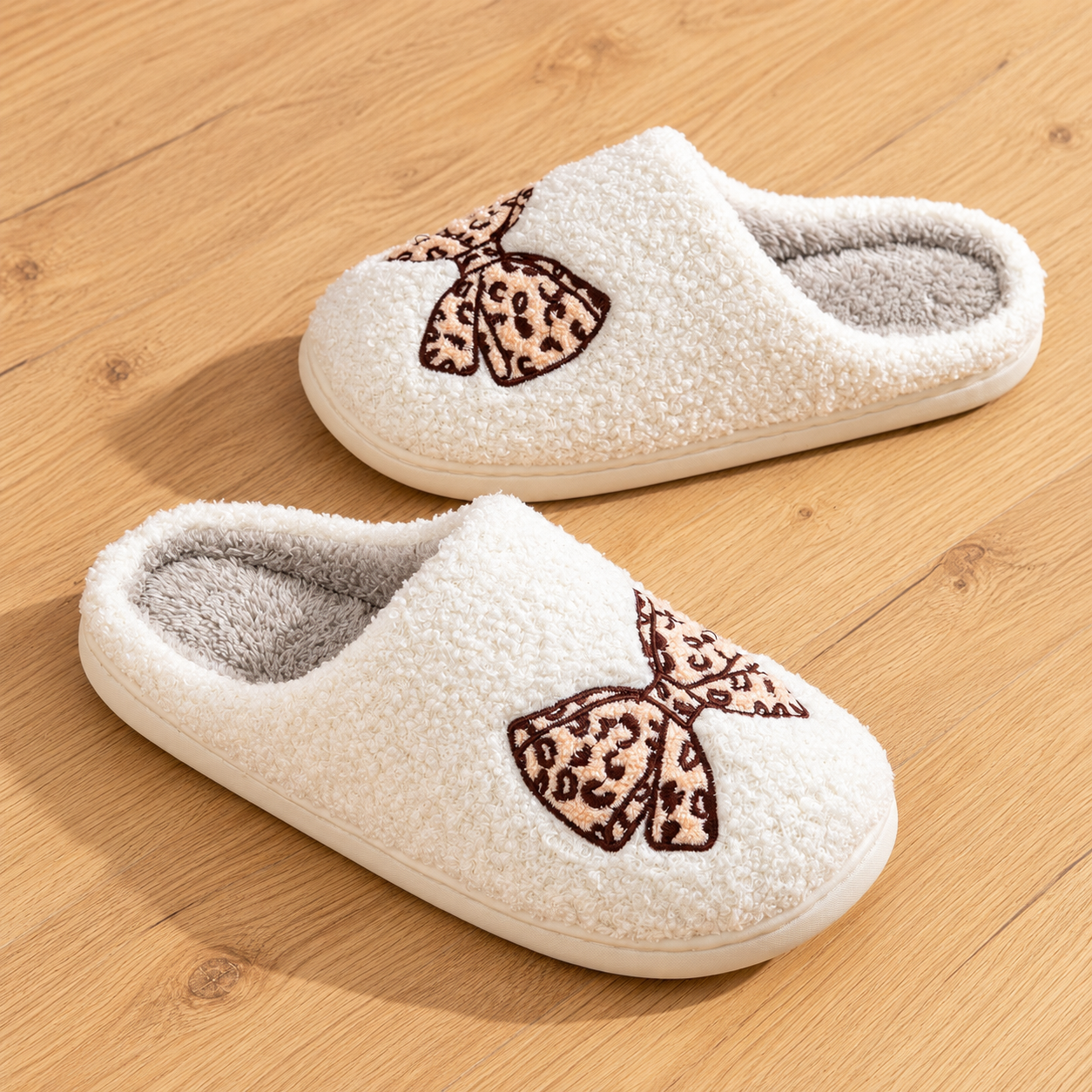 Bowknot Cozy Warm Indoor Winter House Slippers