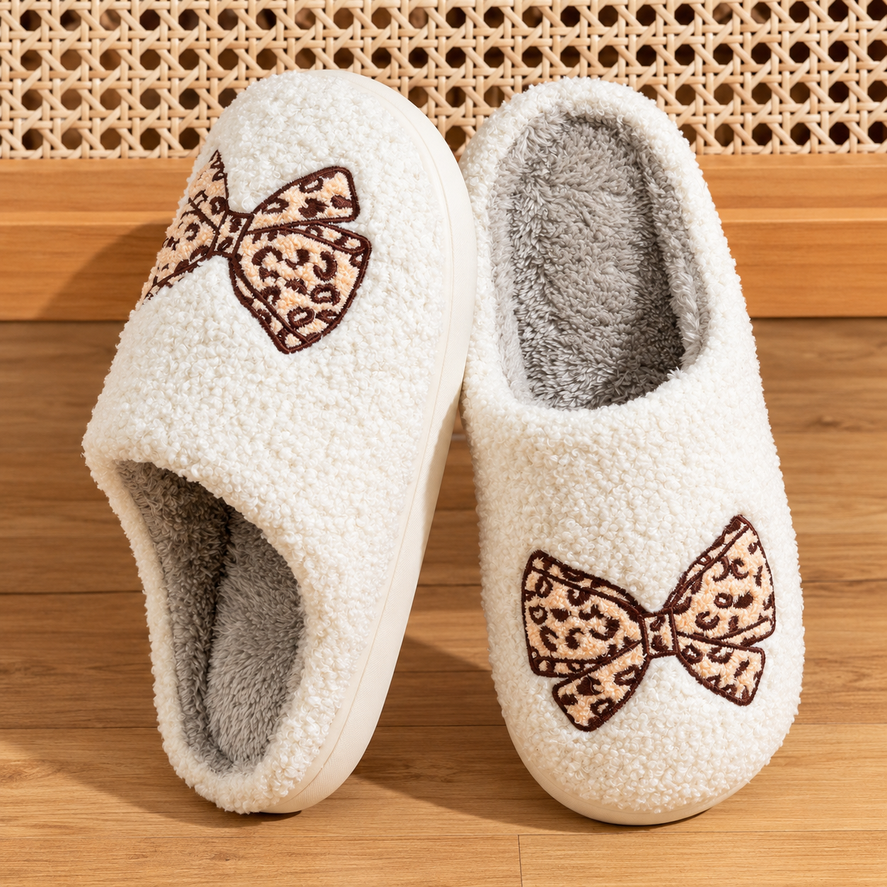 Bowknot Cozy Warm Indoor Winter House Slippers