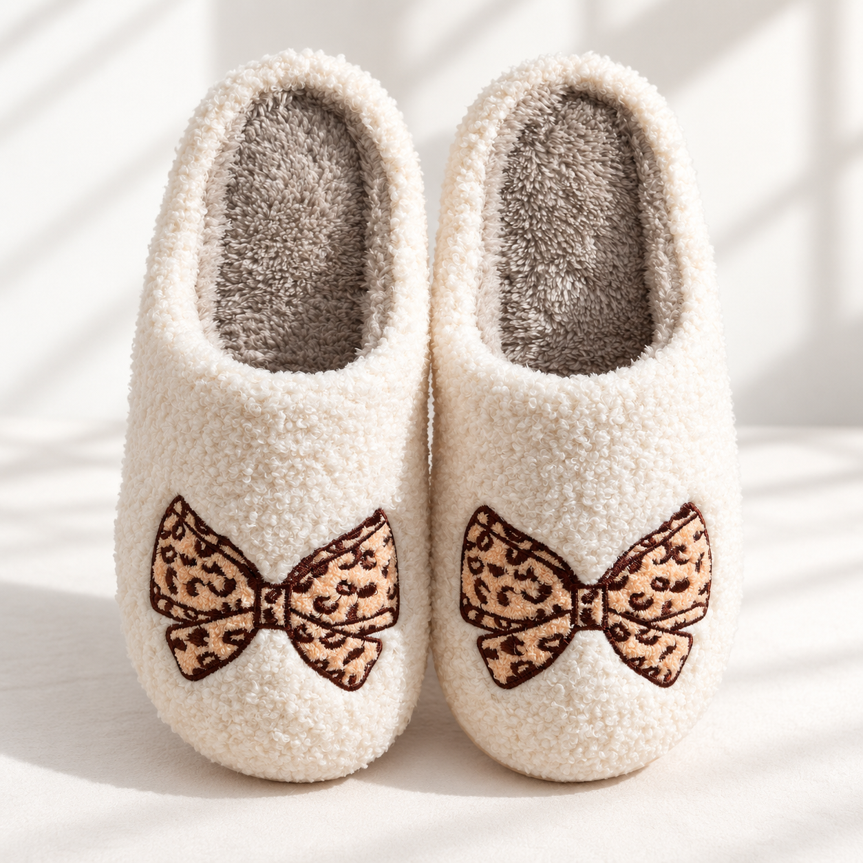 Bowknot Cozy Warm Indoor Winter House Slippers