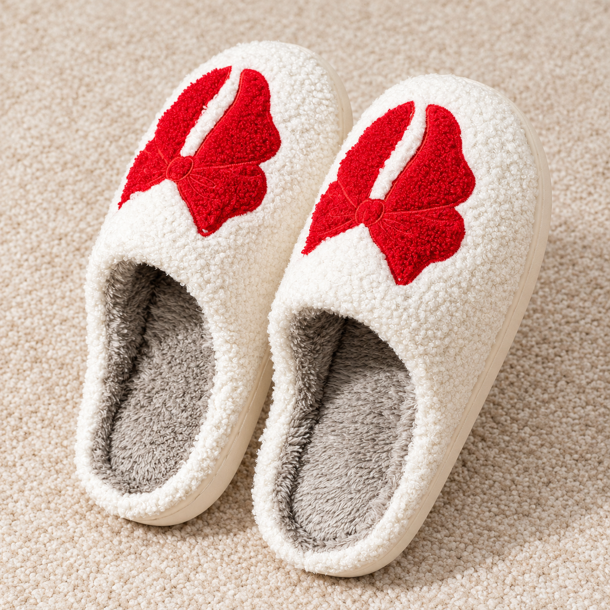 Bowknot Cozy Warm Indoor Winter House Slippers