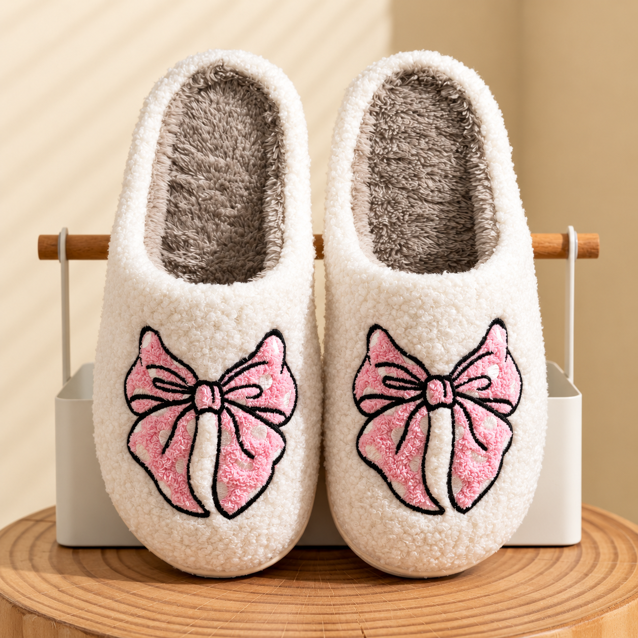 Bowknot Cozy Warm Indoor Winter House Slippers