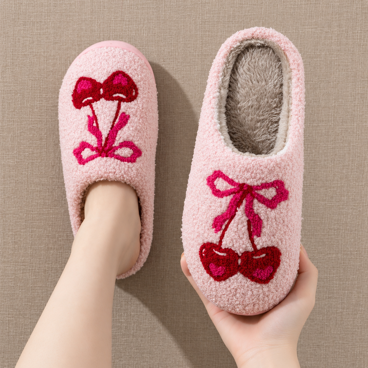 Bowknot Cozy Warm Indoor Winter House Slippers