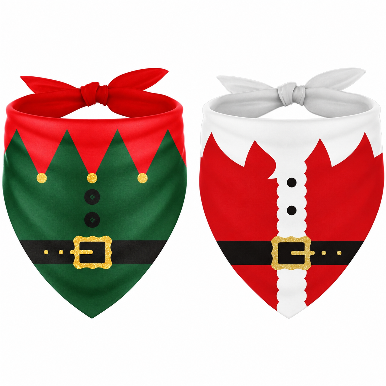 2 Pieces Santa Elf Christmas Pet Scarf Set