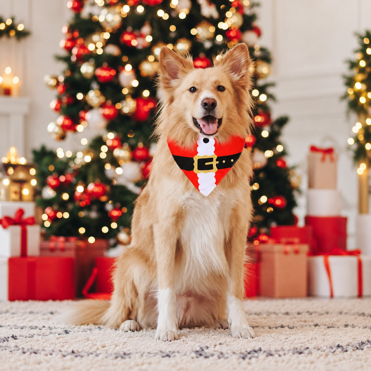2 Pieces Santa Elf Christmas Pet Scarf Set