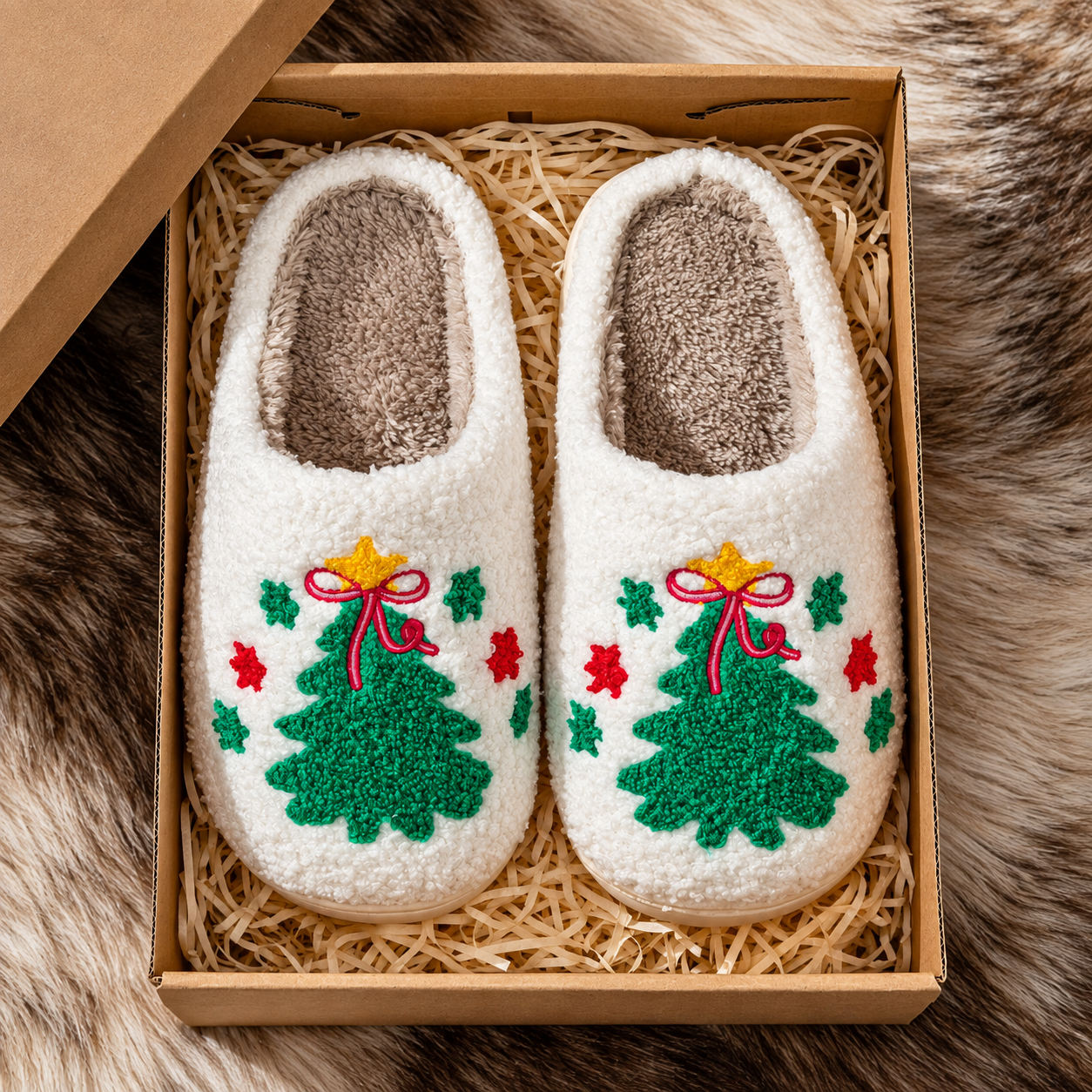 Christmas Gingerbread Cartoon Winter Holiday House Slippers
