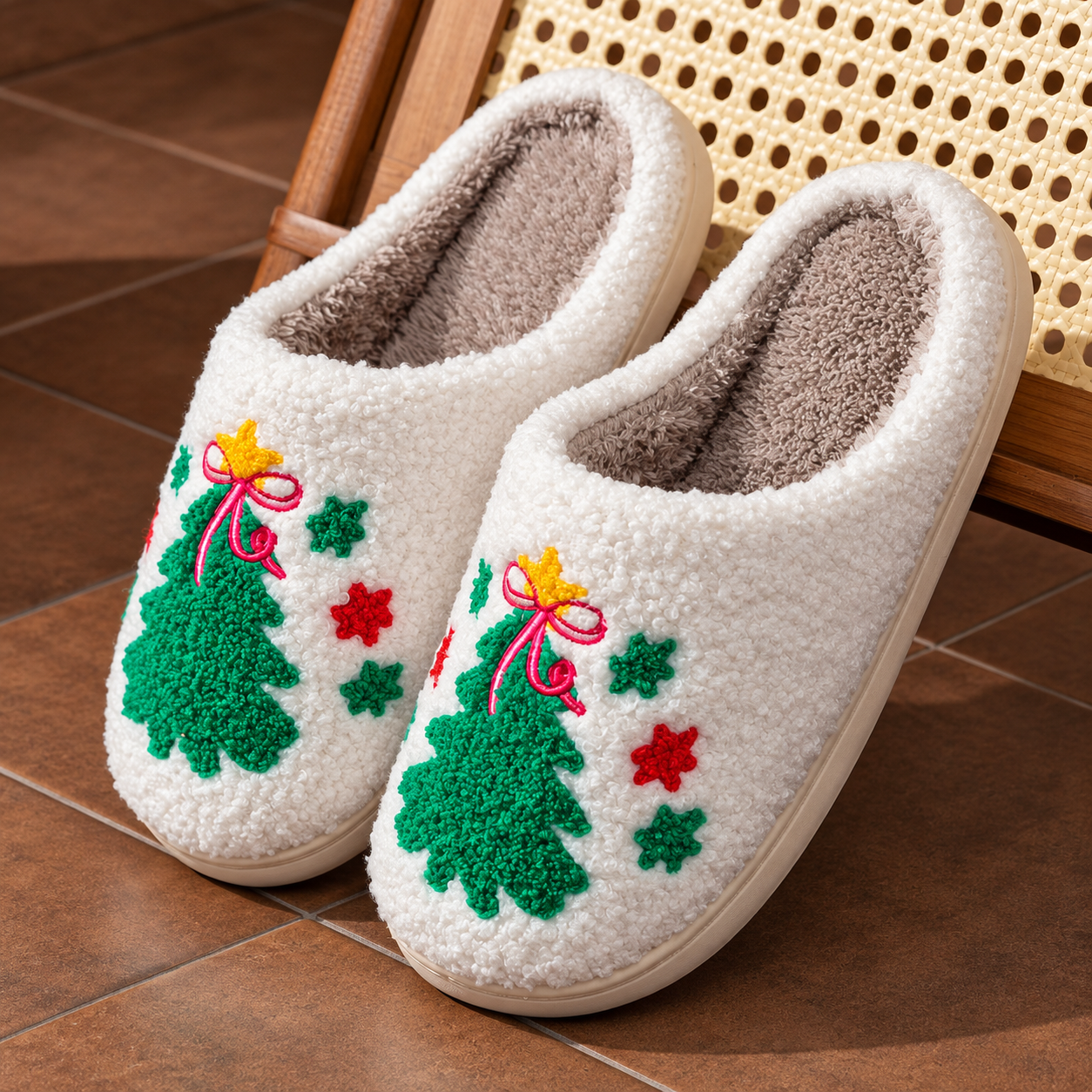 Christmas Gingerbread Cartoon Winter Holiday House Slippers