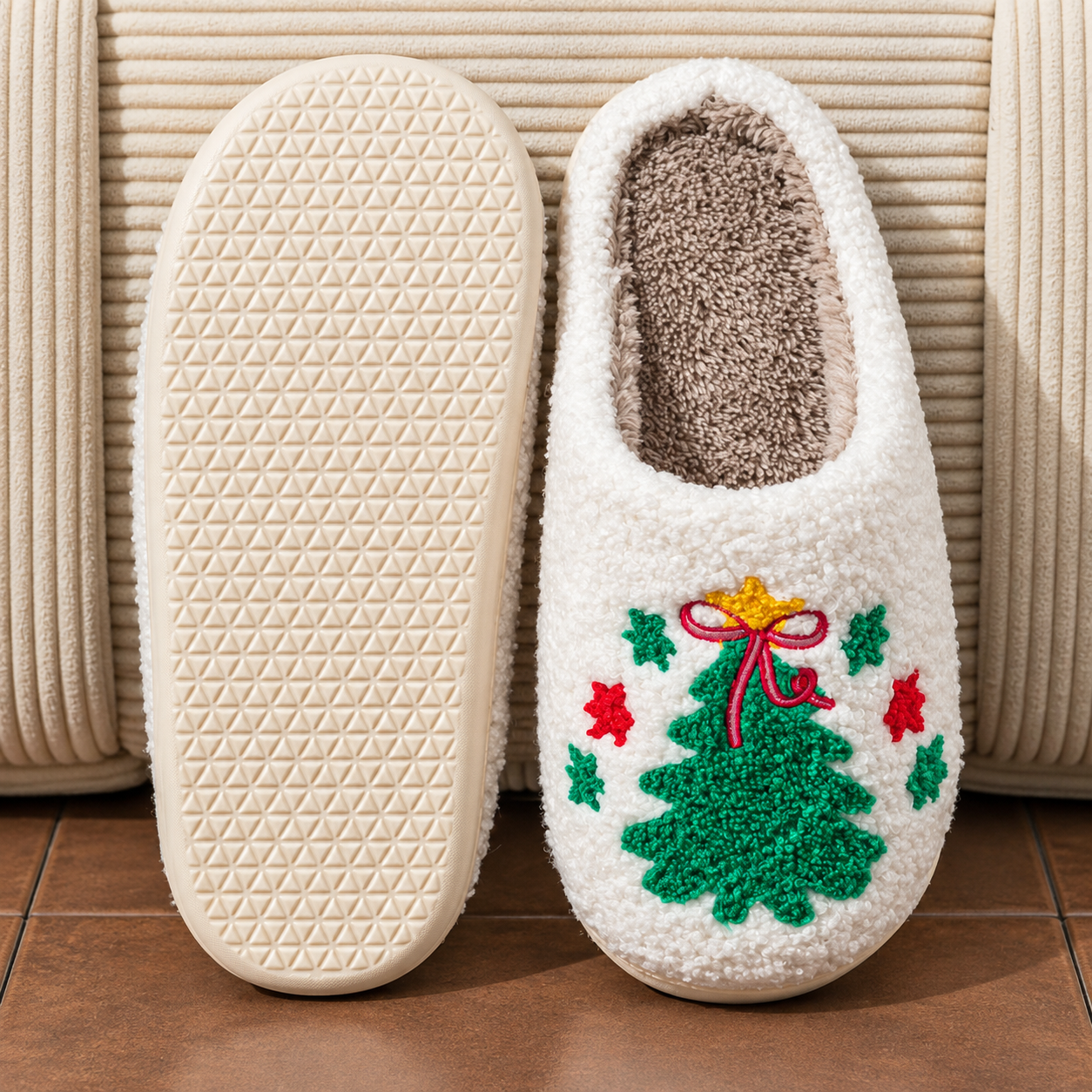 Christmas Gingerbread Cartoon Winter Holiday House Slippers