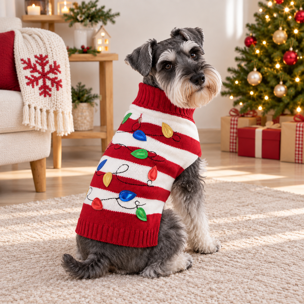 Casual High Collar Christmas Sweater For Dogs And Cats