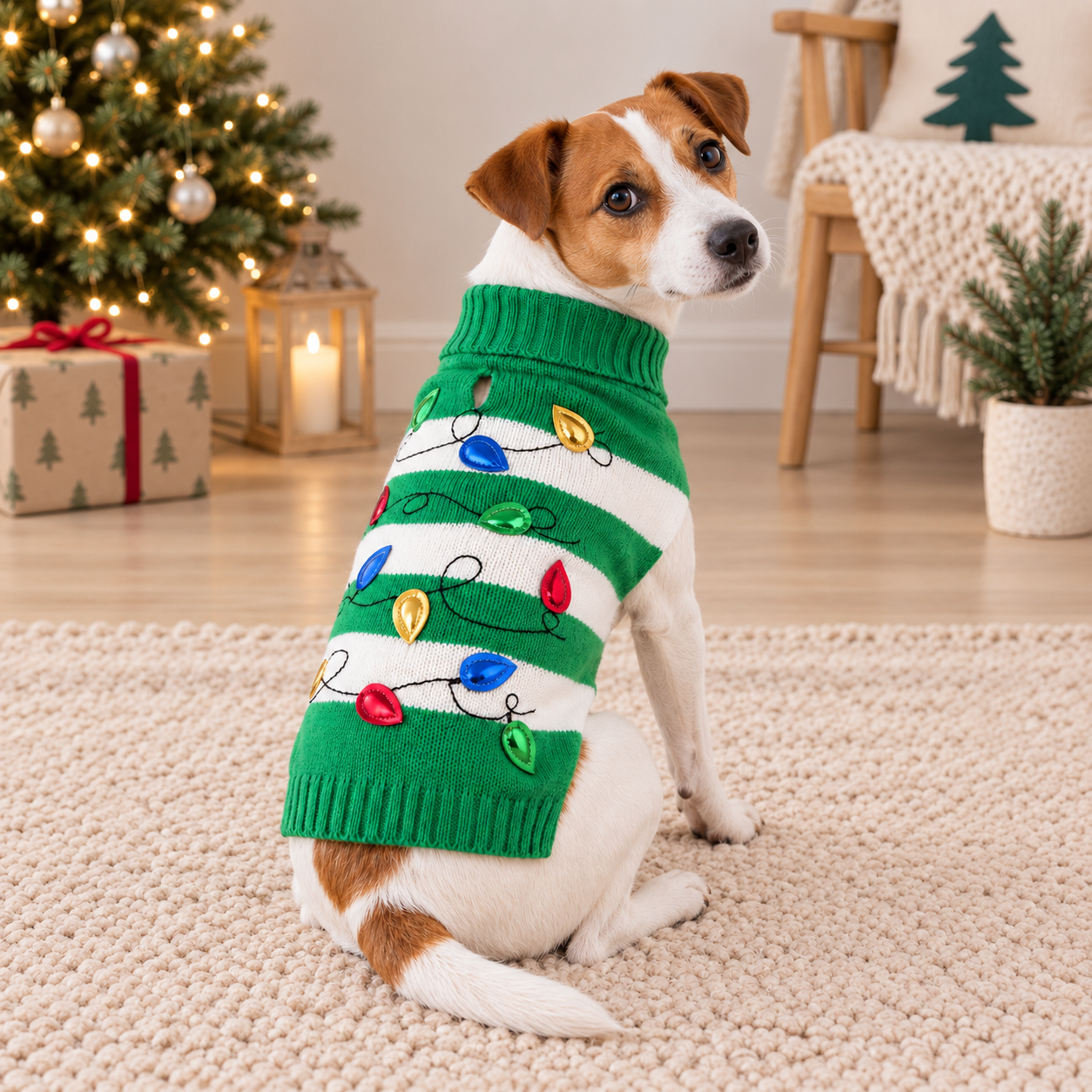 Casual High Collar Christmas Sweater For Dogs And Cats