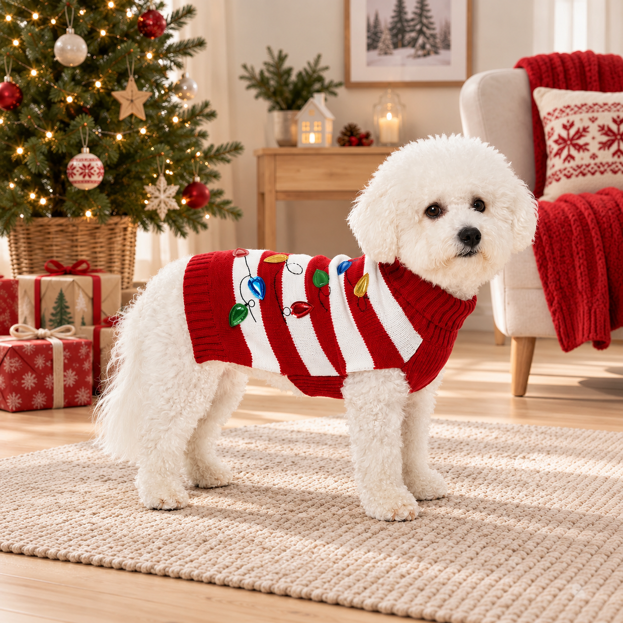 Casual High Collar Christmas Sweater For Dogs And Cats