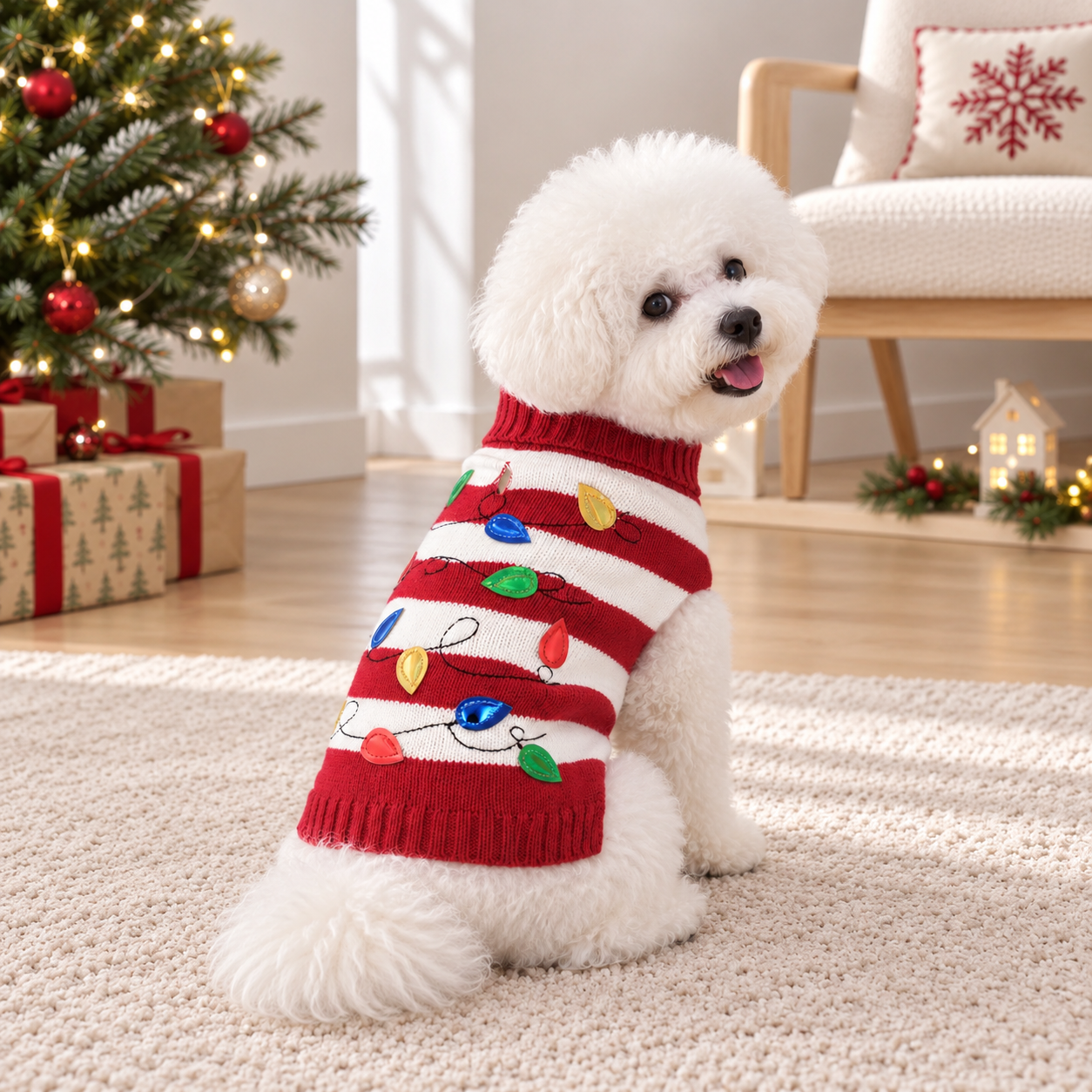Casual High Collar Christmas Sweater For Dogs And Cats