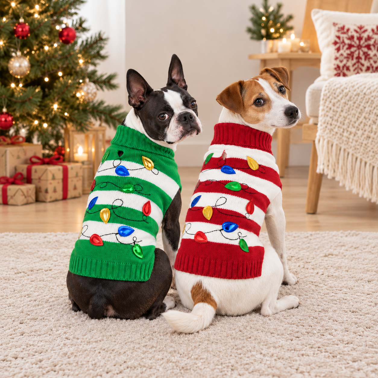 Casual High Collar Christmas Sweater For Dogs And Cats
